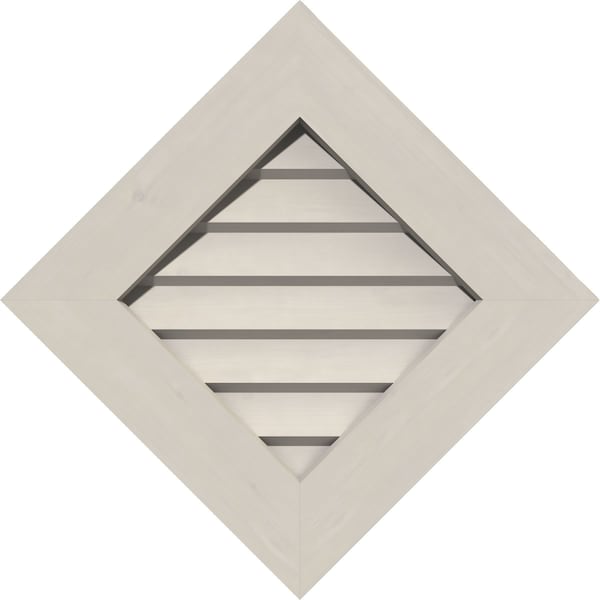 Ekena Millwork Diamond Gable Vent Primed, Non-Functional, Pine Gable Vent w/ Decorative Face Frame, 16"W x 16"H GVWDI16X1602SDPPI - main